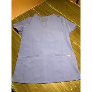 Figs Technical Collection EUC Womens Short Sleeve Light Blue Scrub Top Size XS